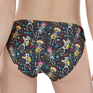 Day Of The Dead Mariachi Skeletons Print Women's Panties