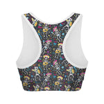 Day Of The Dead Mariachi Skeletons Print Women's Sports Bra