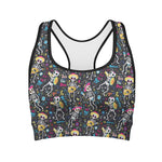 Day Of The Dead Mariachi Skeletons Print Women's Sports Bra
