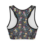 Day Of The Dead Mariachi Skeletons Print Women's Sports Bra