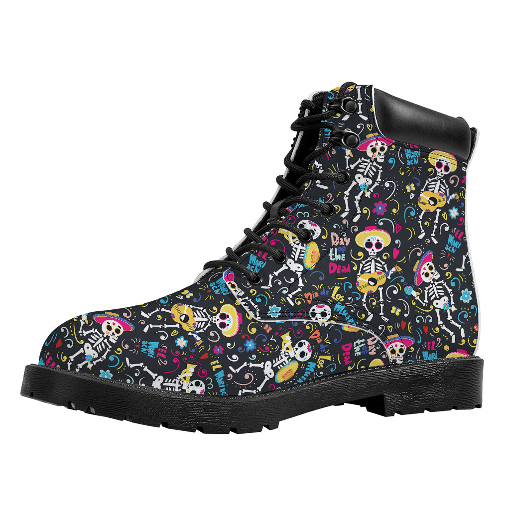 Day Of The Dead Mariachi Skeletons Print Work Boots