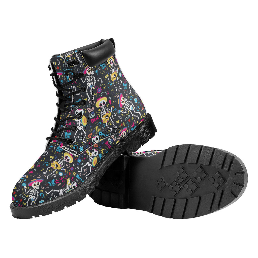 Day Of The Dead Mariachi Skeletons Print Work Boots