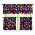 Day Of The Dead Skeleton Pattern Print 3 Piece Kitchen Curtains