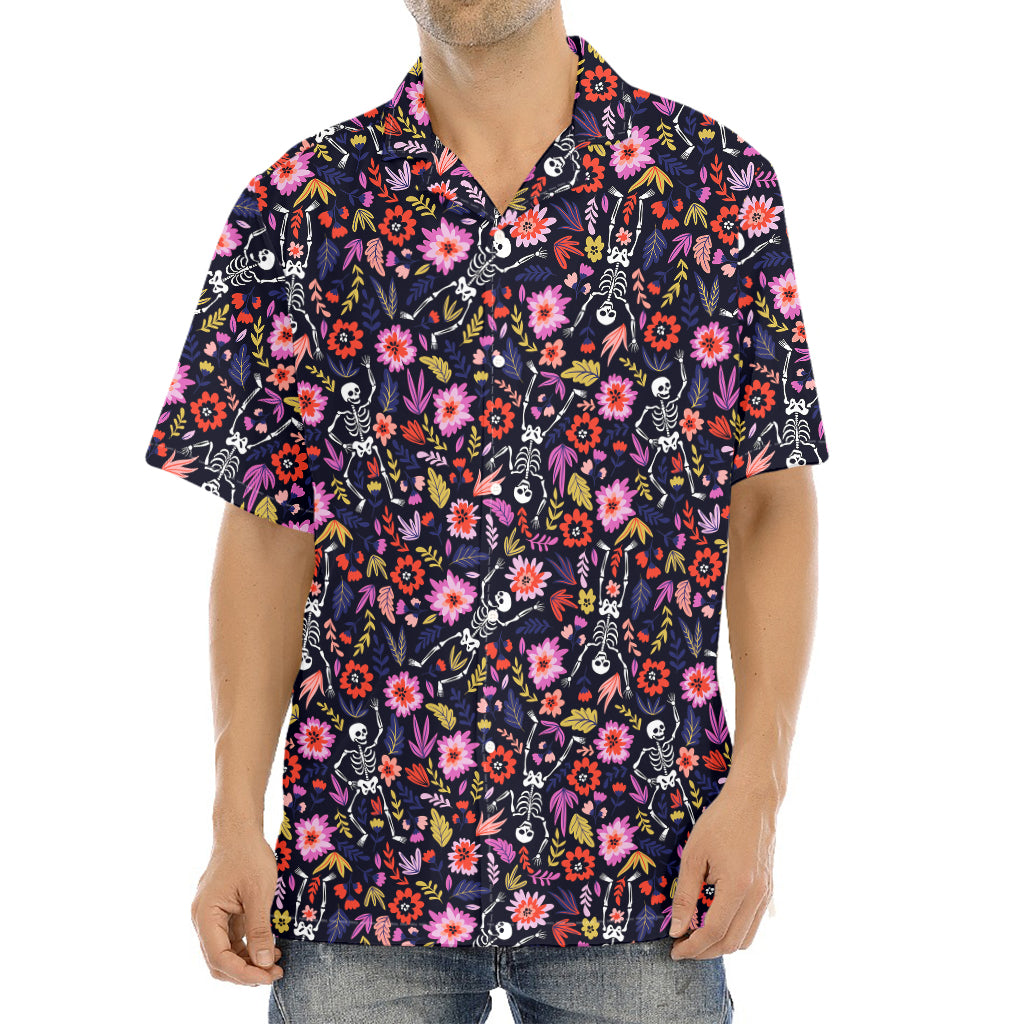 Day Of The Dead Skeleton Pattern Print Aloha Shirt