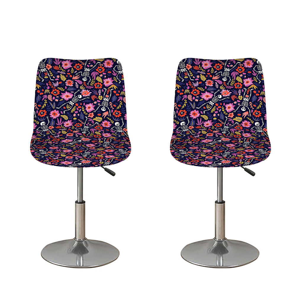 Day Of The Dead Skeleton Pattern Print Bar Stool Covers