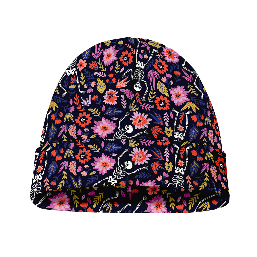 Day Of The Dead Skeleton Pattern Print Beanie