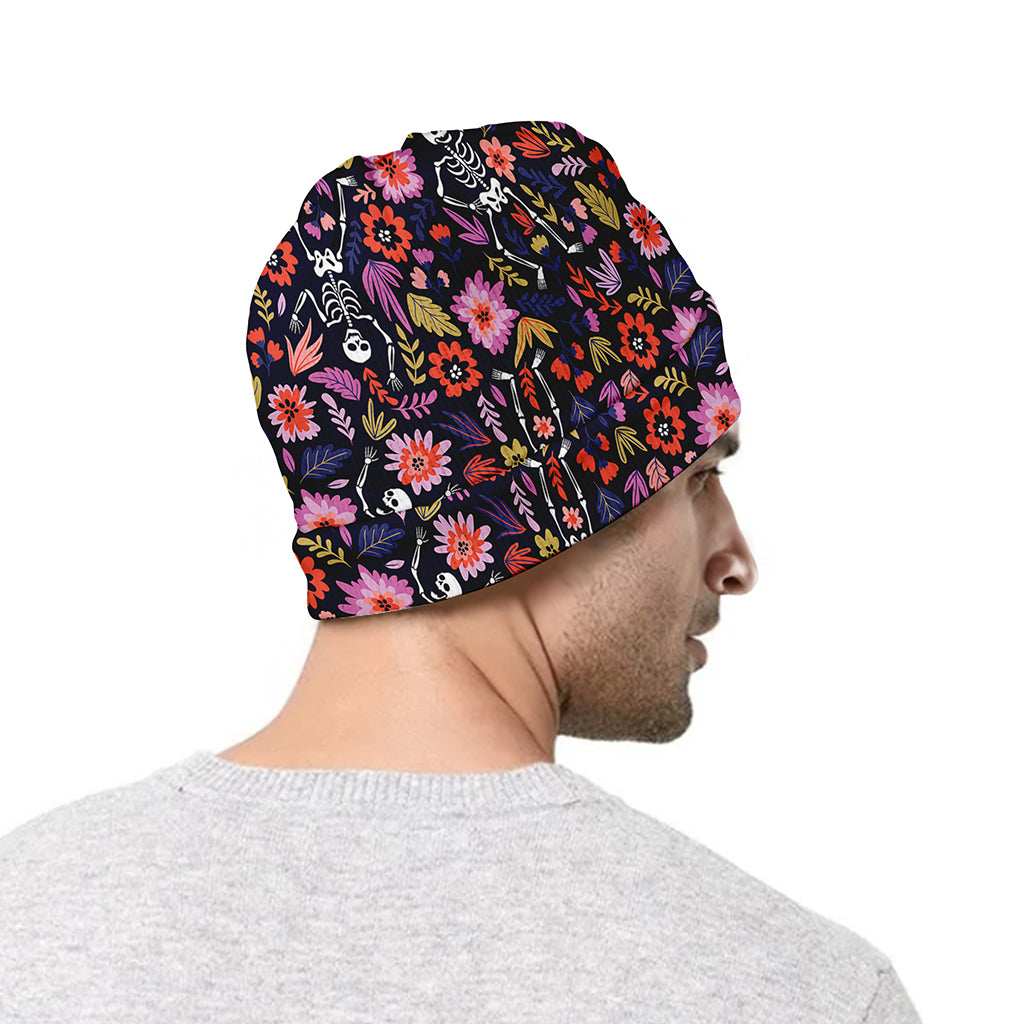 Day Of The Dead Skeleton Pattern Print Beanie