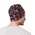 Day Of The Dead Skeleton Pattern Print Beanie