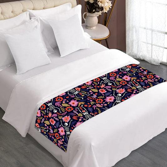 Day Of The Dead Skeleton Pattern Print Bed Runner