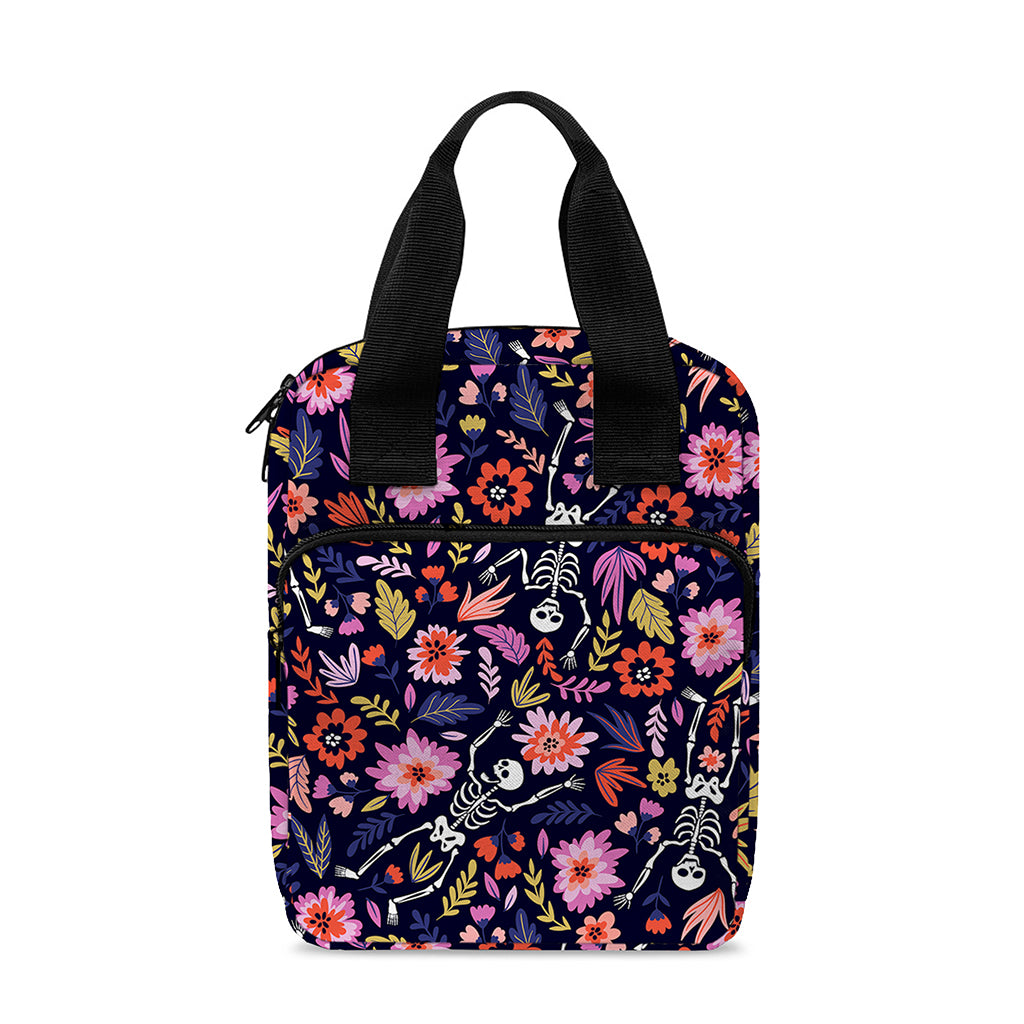 Day Of The Dead Skeleton Pattern Print Bible Tote Bag