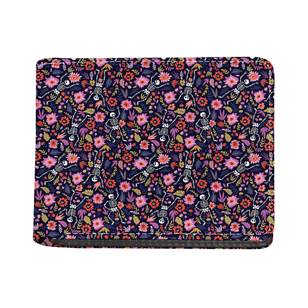 Day Of The Dead Skeleton Pattern Print Bifold Wallet