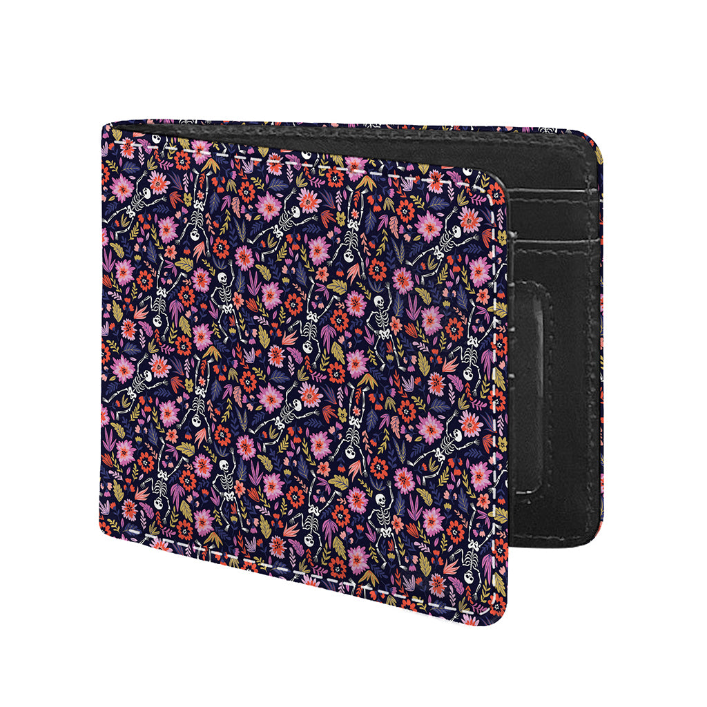 Day Of The Dead Skeleton Pattern Print Bifold Wallet