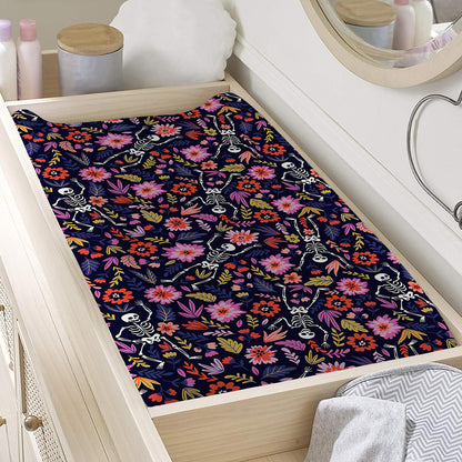 Day Of The Dead Skeleton Pattern Print Changing Pad Cover