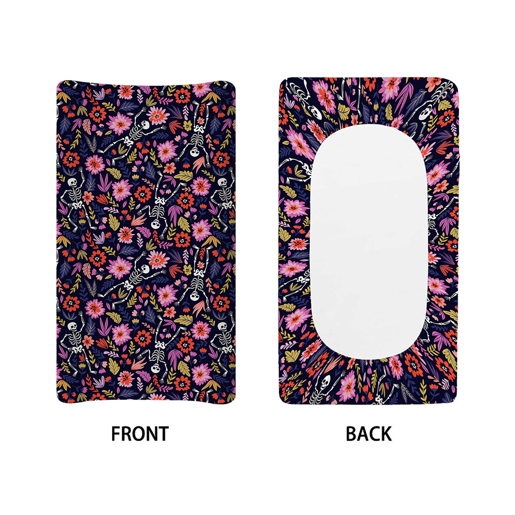 Day Of The Dead Skeleton Pattern Print Changing Pad Cover