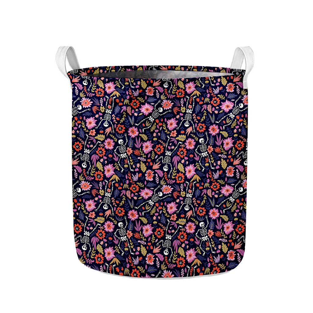 Day Of The Dead Skeleton Pattern Print Collapsible Laundry Basket