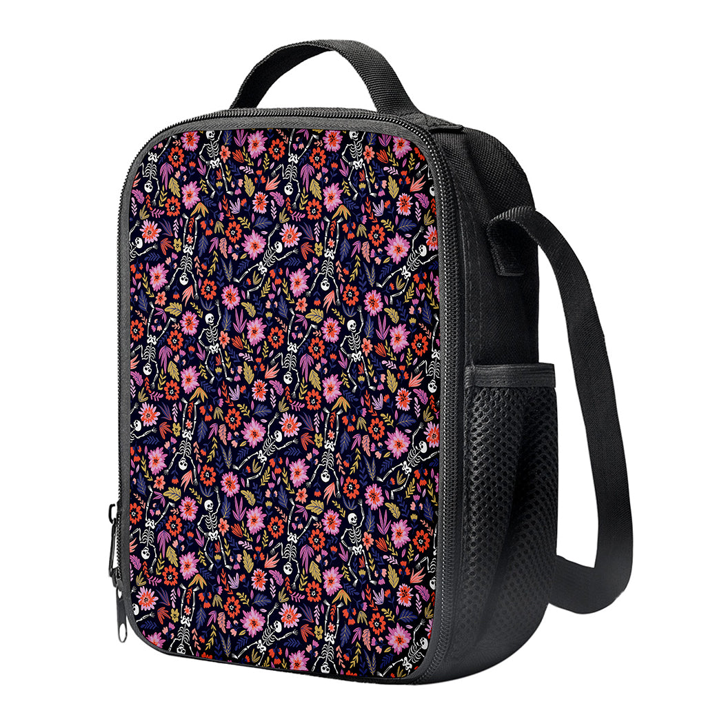 Day Of The Dead Skeleton Pattern Print Crossbody Lunch Bag