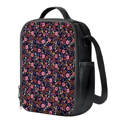 Day Of The Dead Skeleton Pattern Print Crossbody Lunch Bag