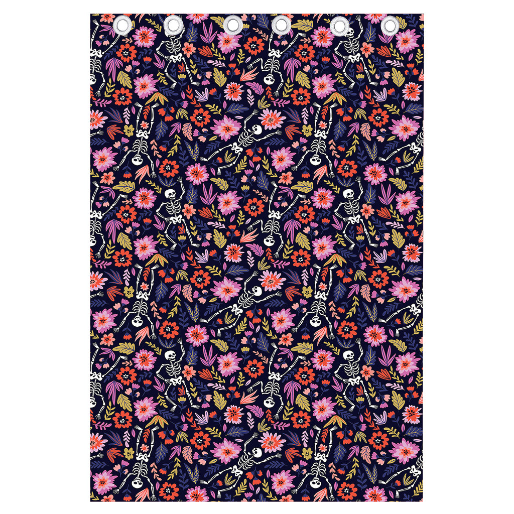 Day Of The Dead Skeleton Pattern Print Curtain
