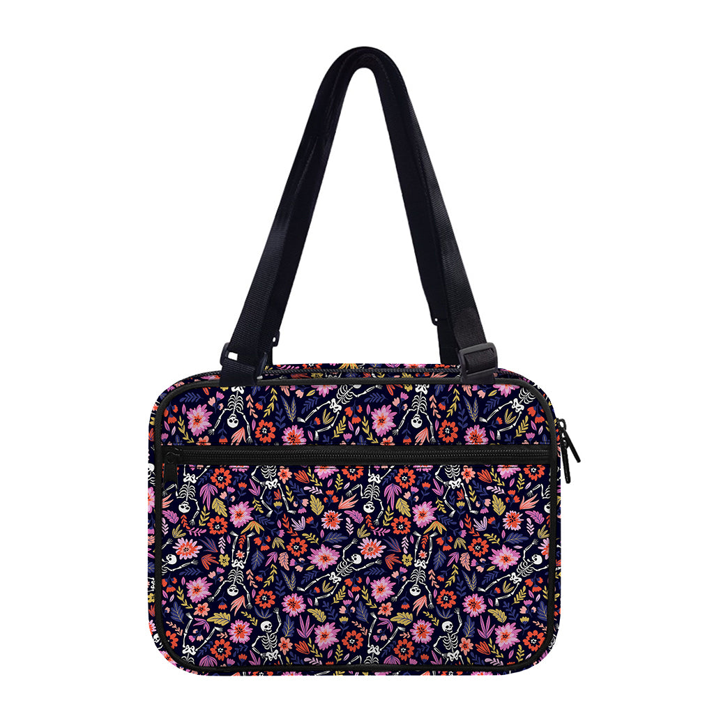 Day Of The Dead Skeleton Pattern Print Double Strap Bible Bag