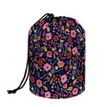 Day Of The Dead Skeleton Pattern Print Drawstring Makeup Bag