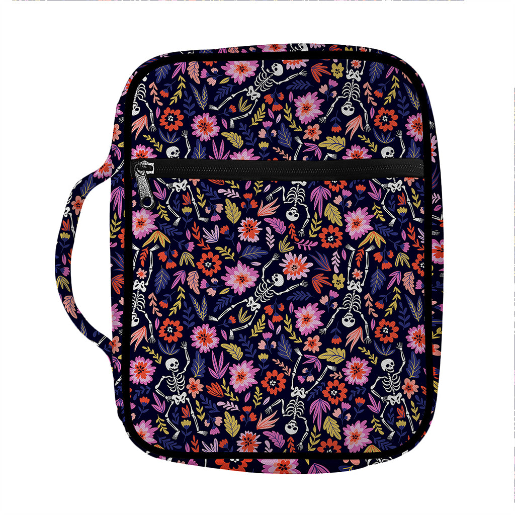 Day Of The Dead Skeleton Pattern Print Front Pocket Bible Bag