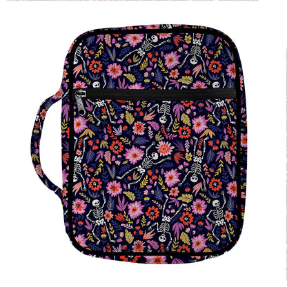 Day Of The Dead Skeleton Pattern Print Front Pocket Bible Bag