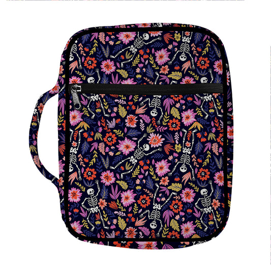 Day Of The Dead Skeleton Pattern Print Front Pocket Bible Bag