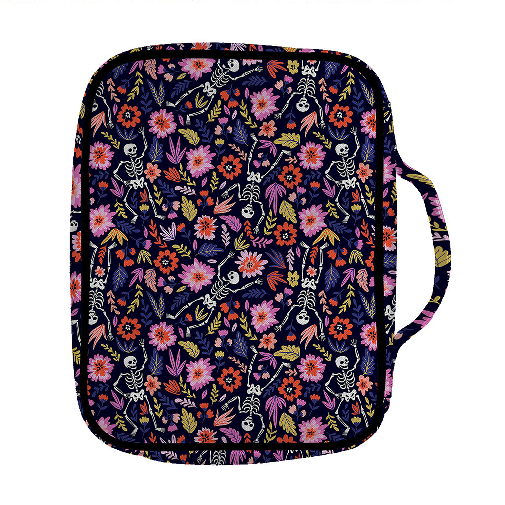 Day Of The Dead Skeleton Pattern Print Front Pocket Bible Bag