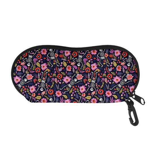 Day Of The Dead Skeleton Pattern Print Glasses Case