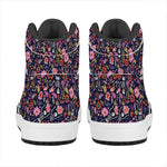 Day Of The Dead Skeleton Pattern Print High Top Leather Sneakers