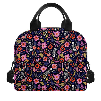 Day Of The Dead Skeleton Pattern Print Insulated Lunch Bag