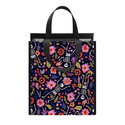 Day Of The Dead Skeleton Pattern Print Insulated Lunch Tote
