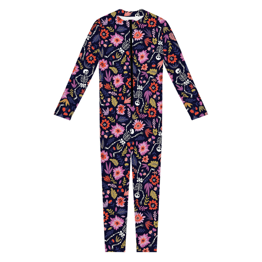 Day Of The Dead Skeleton Pattern Print Jumpsuit