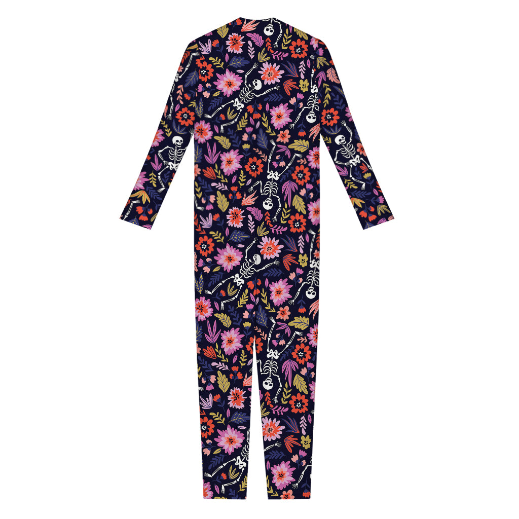 Day Of The Dead Skeleton Pattern Print Jumpsuit