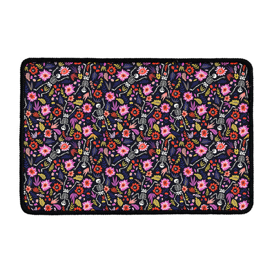 Day Of The Dead Skeleton Pattern Print Kitchen Mat