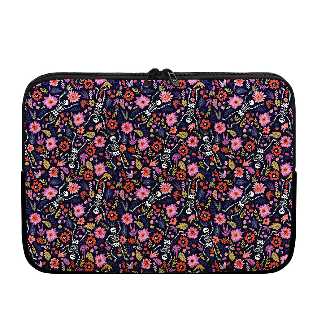 Day Of The Dead Skeleton Pattern Print Laptop Sleeve