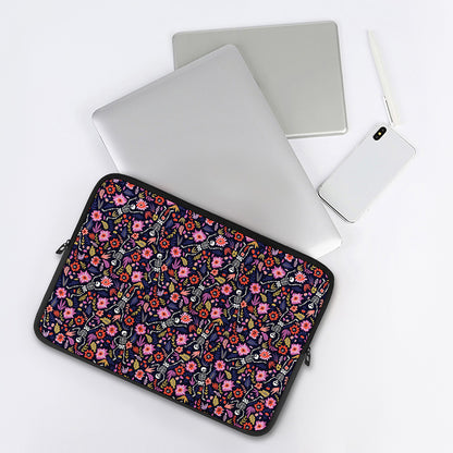 Day Of The Dead Skeleton Pattern Print Laptop Sleeve