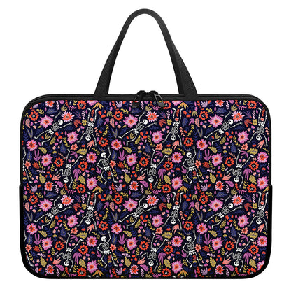 Day Of The Dead Skeleton Pattern Print Laptop Sleeve With Handle