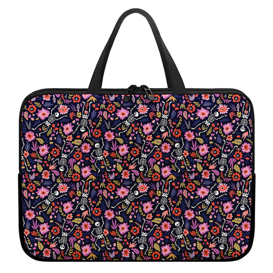 Day Of The Dead Skeleton Pattern Print Laptop Sleeve With Handle