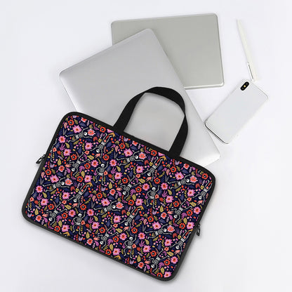 Day Of The Dead Skeleton Pattern Print Laptop Sleeve With Handle
