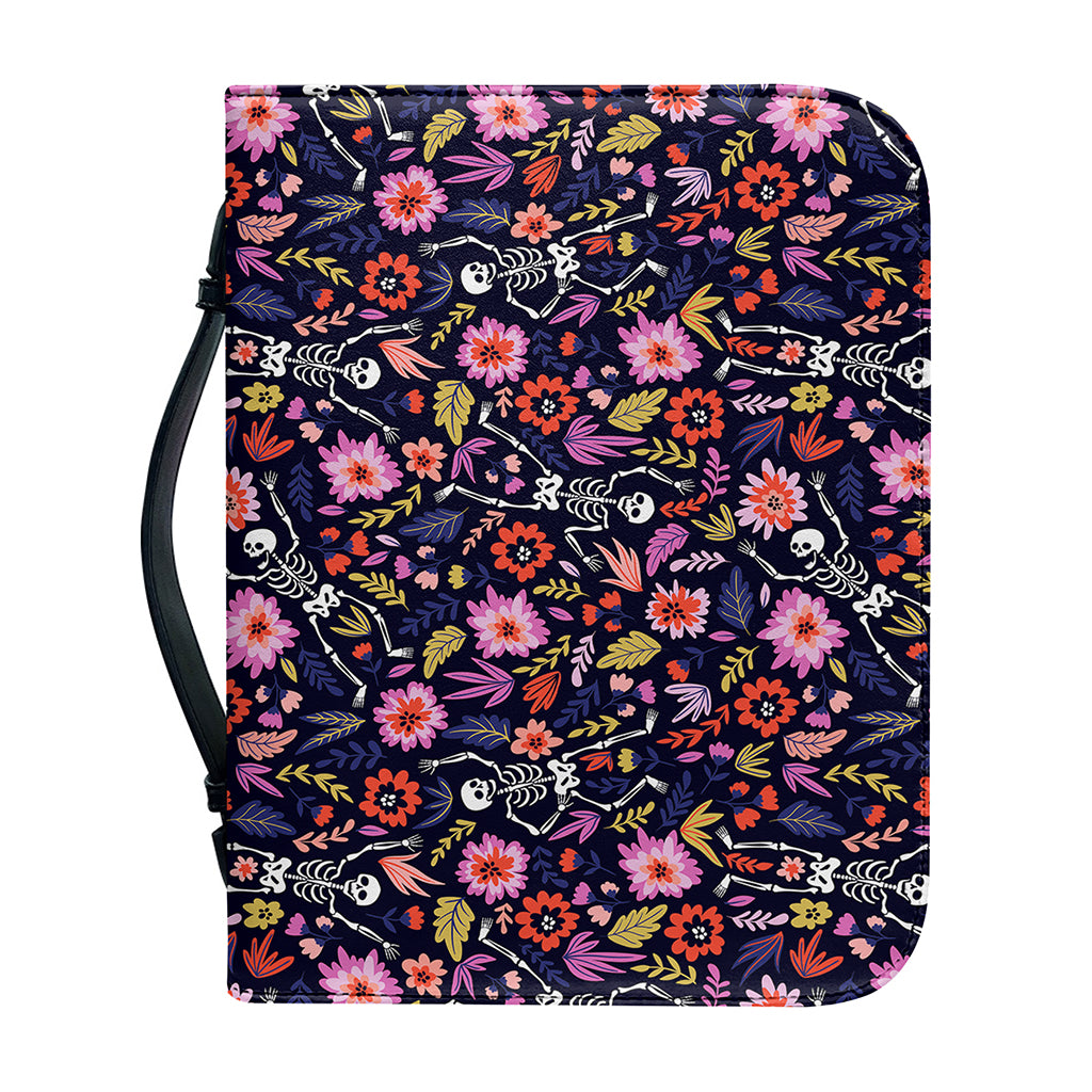 Day Of The Dead Skeleton Pattern Print Leather Bible Cover
