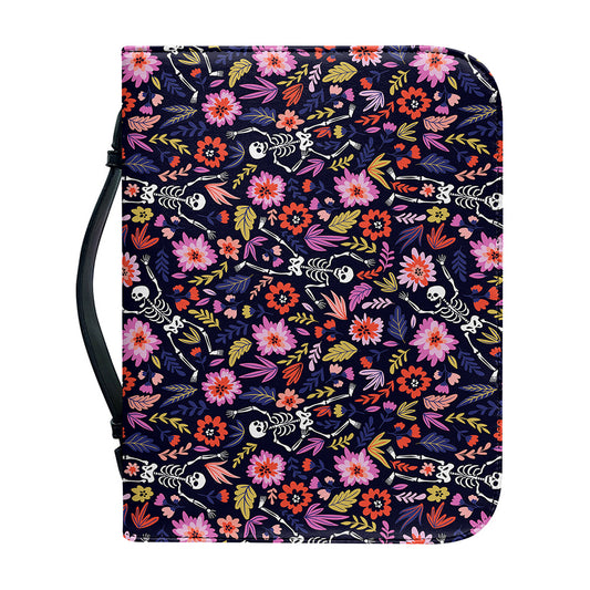 Day Of The Dead Skeleton Pattern Print Leather Bible Cover