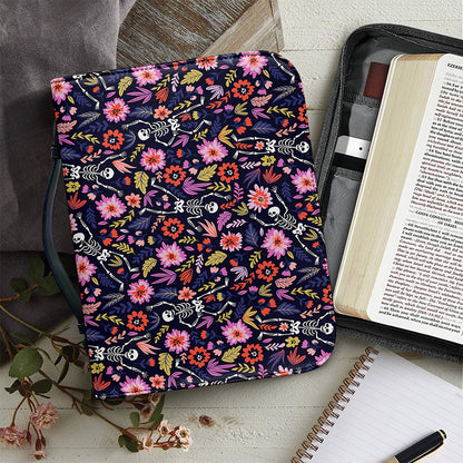 Day Of The Dead Skeleton Pattern Print Leather Bible Cover