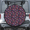 Day Of The Dead Skeleton Pattern Print Leather Spare Tire Cover