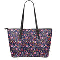 Day Of The Dead Skeleton Pattern Print Leather Tote Bag With Zipper