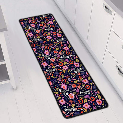 Day Of The Dead Skeleton Pattern Print Long Kitchen Mat