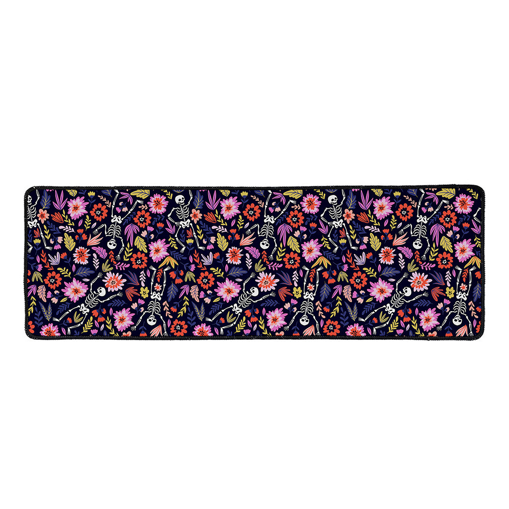 Day Of The Dead Skeleton Pattern Print Long Kitchen Mat