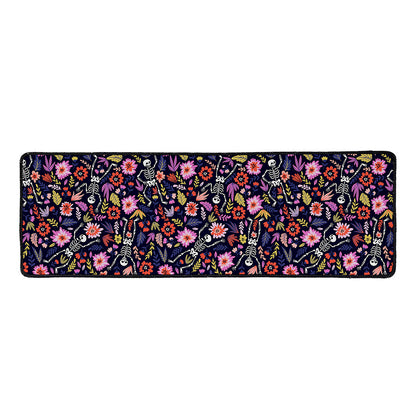 Day Of The Dead Skeleton Pattern Print Long Kitchen Mat