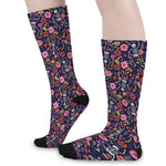 Day Of The Dead Skeleton Pattern Print Long Socks