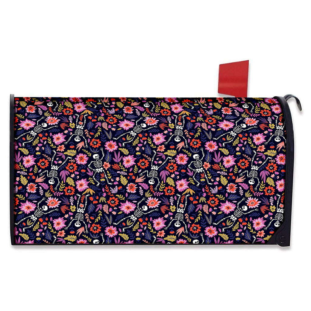 Day Of The Dead Skeleton Pattern Print Mailbox Cover